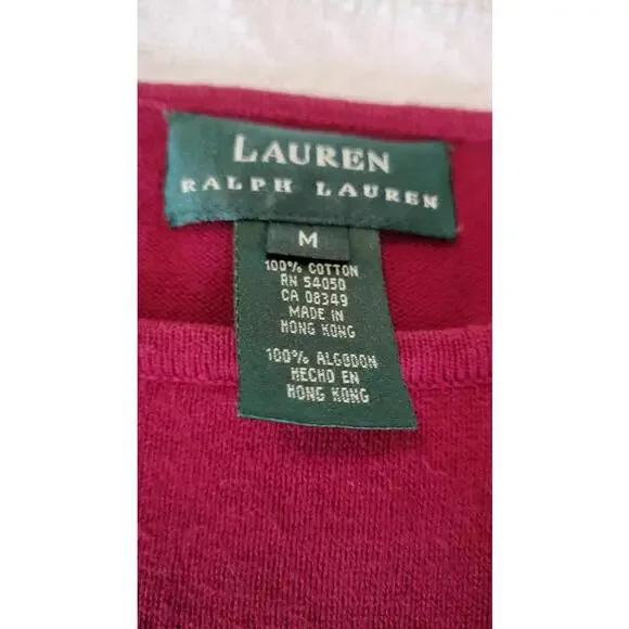 VTG Lauren Ralph Lauren Duck Hunter Intarsia Sweater Red cotton Medium - Picture 7 of 16